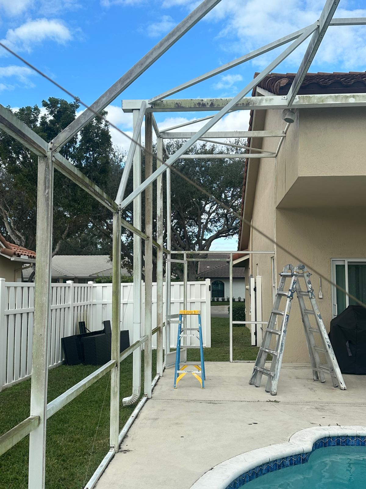 Before Pool Cage Repainting