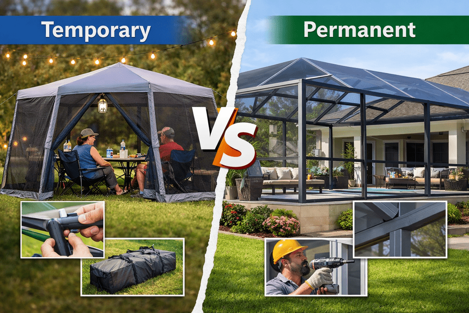 The Difference Between Temporary vs Permanent Screen Enclosure Structures