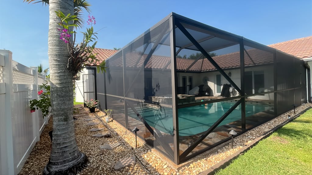 Screen Enclosure Rescreening 1 Pool Enclosure Rescreening Project in Coral Springs FL