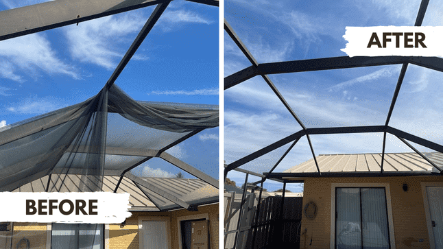 Before and After Pool Screen Repairs