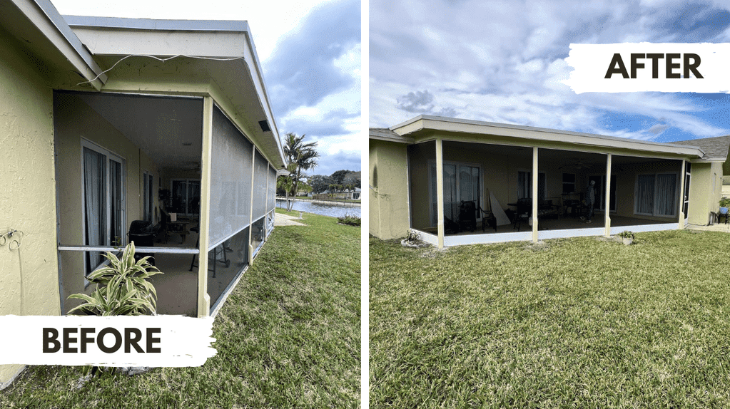 Screen Repair 7 Before and After Patio Screen Replacement