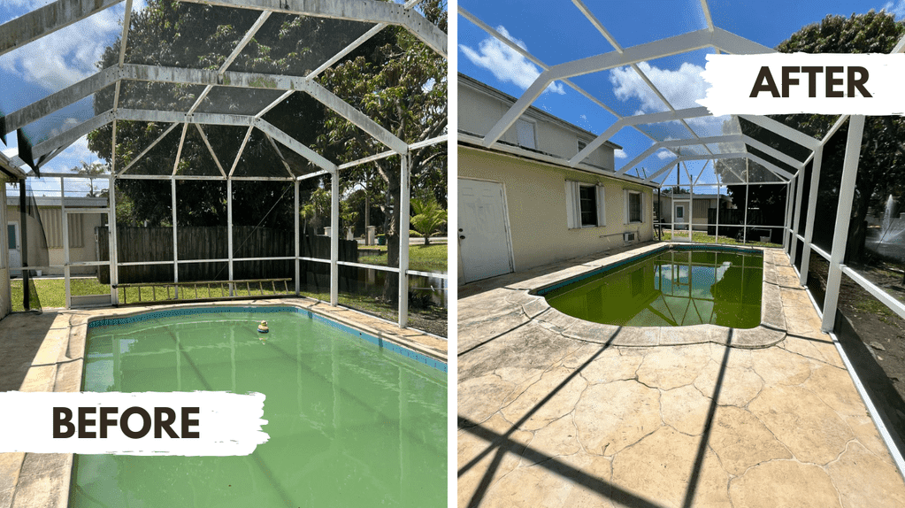 Screen Repair 9 Before and After Pool Cage Cleaning