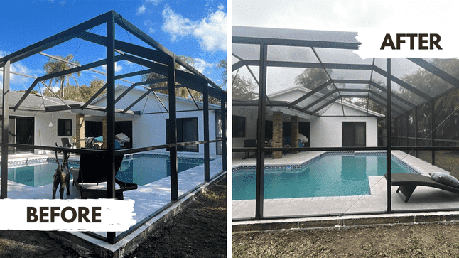 Before and After Pool Screen Repair