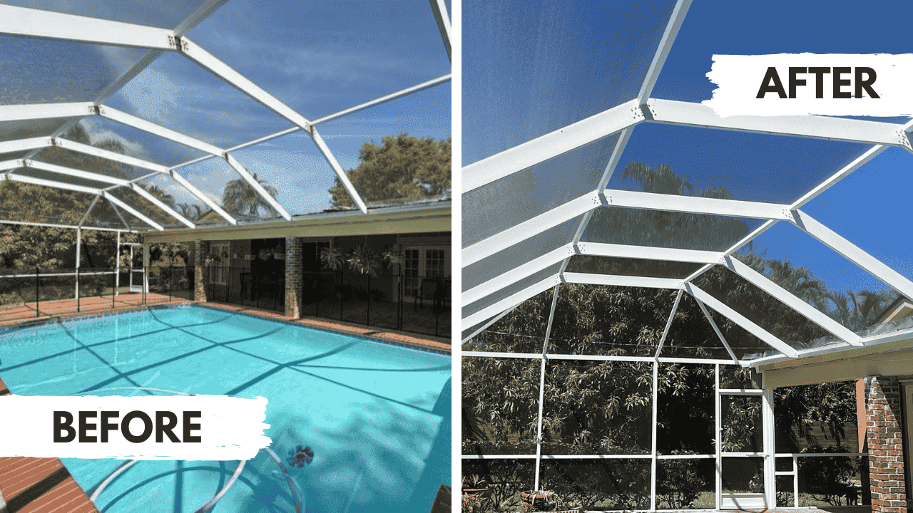 Screen Repair 13 Before and After Pool Screen Restoration