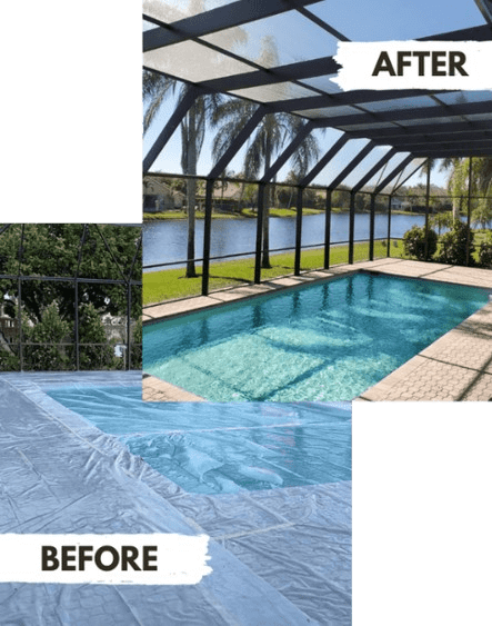 Before and After Pool Cage Project